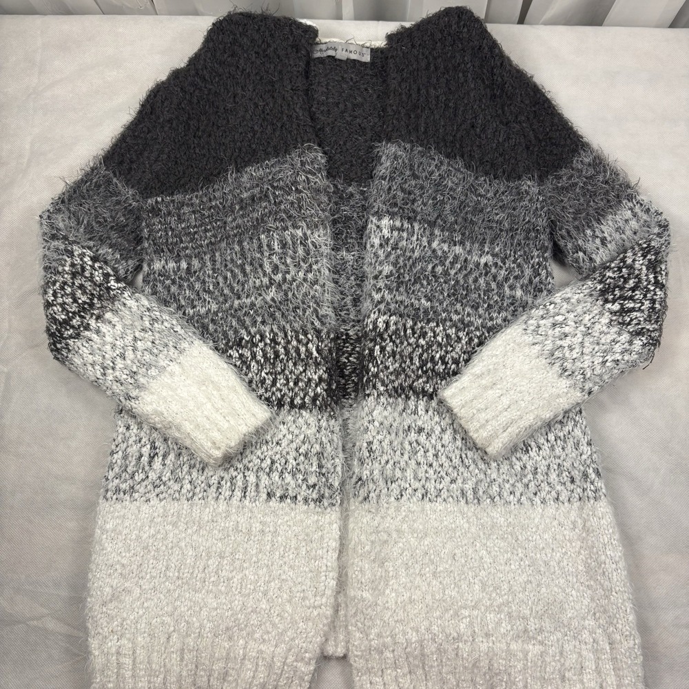 Absolutely Famous Hooded Zip Up Sweater Cardigan Woman's Large Eyelash‎ Knit